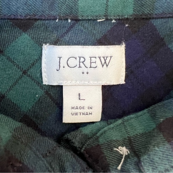 J. Crew: Drapey Button-up Shirt In Black Watch Tartan Women Size Large - Picture 7 of 8